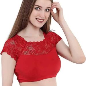 Crimson Red Lace Detail Blouse