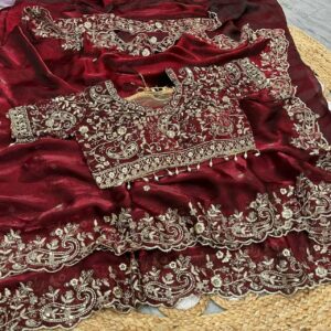 Maroon Heavily Embroidered Bridal Blouse