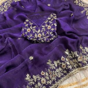 Deep Purple Georgette Saree Set