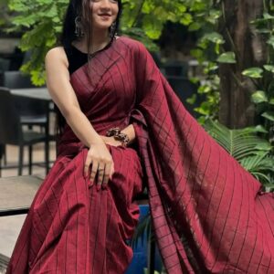 Maroon Crinkle Tissue Silk Saree