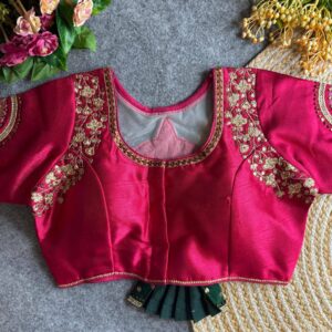 Hot Pink Sequin Floral Blouse