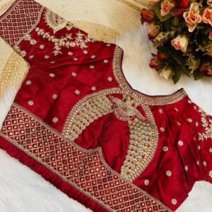 Blood Red Heavy Zardosi Work Blouse